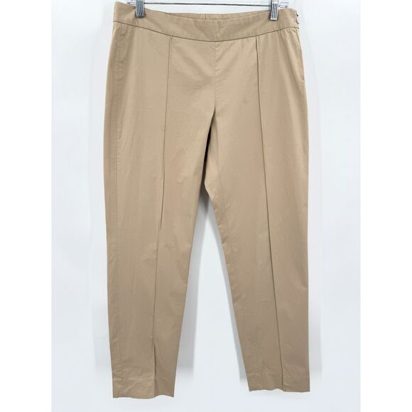 BOGNER Khaki Tan Side Zip Pocketless Pleated Trouser Pants Size 8 - Picture 1 of 8